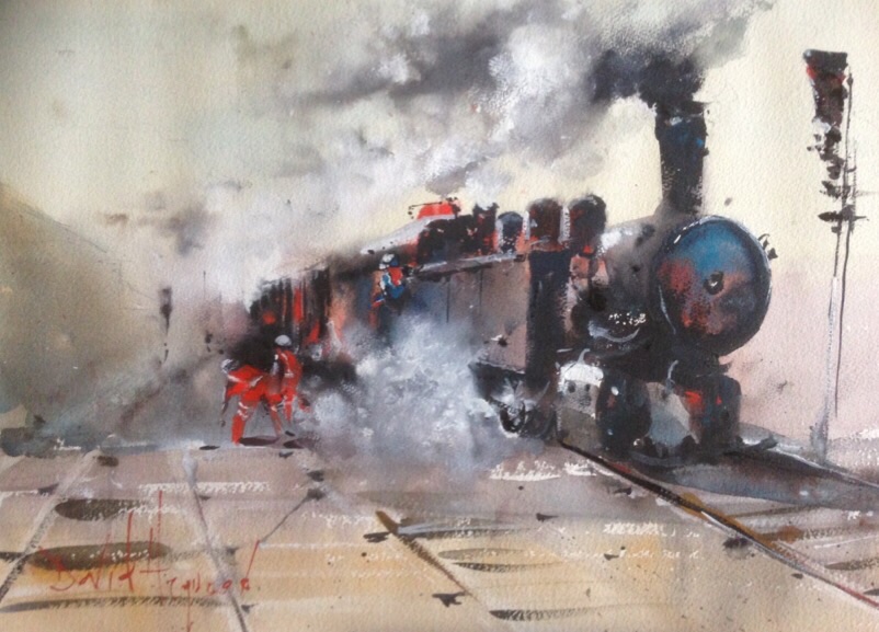 David Heywood Steam Engine Original Watercolour 